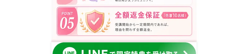 AIstepは受講開始から一定期間内なら理由を問わず全額返金する保証があるが先着10名様限定だと案内している