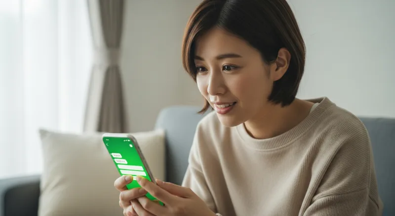 スマホでLINE登録するイメージ