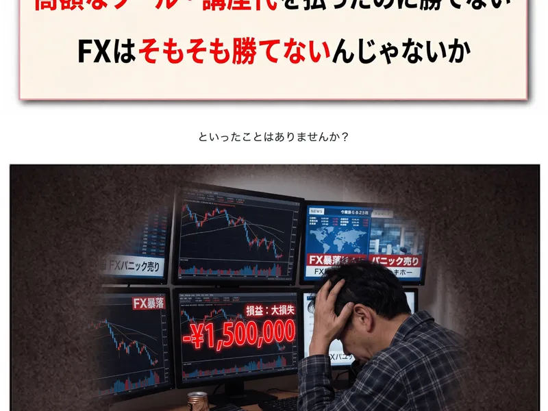 ドルねこの広告。FXで損失を出した人に向けて不安を煽る内容