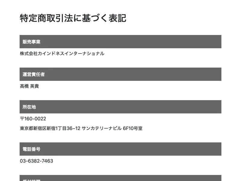特商法の記載