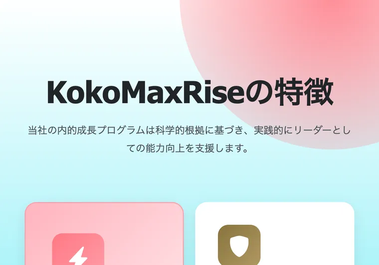 RikuNexの表向きの公式サイト「KokoMaxRise」。創業者やリーダー向けの内的成長プログラムと書かれ、投資の話は一切出てこない