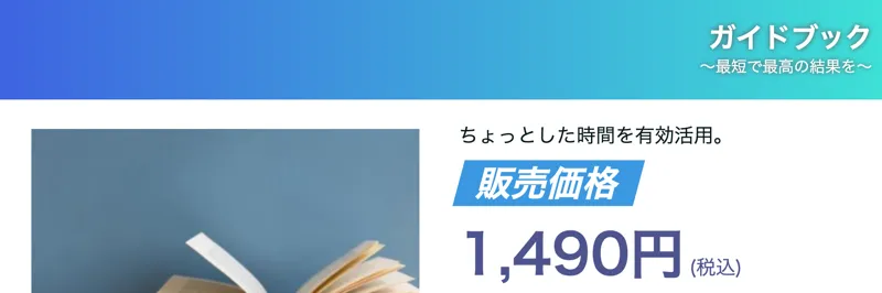 スキルペイで販売されている電子書籍「ガイドブック」。販売価格1,490円（税込）と表示されている