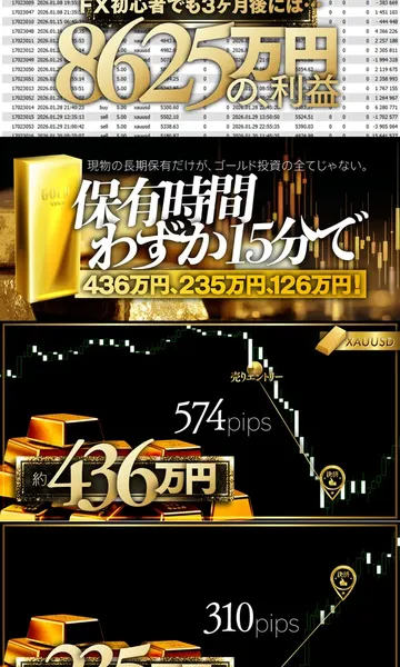 ザ・ゴールドの広告で利用者の声が複数表示されている